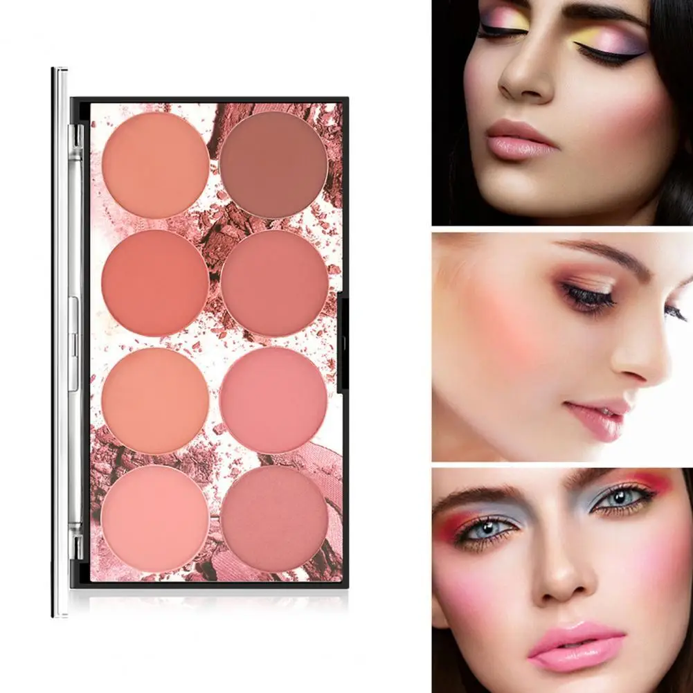 

42g Blush Palette Mineral Pigment Blendable Makeup Supplies 8 Colors Silky Powder Finish Beauty Blush Palette for Party