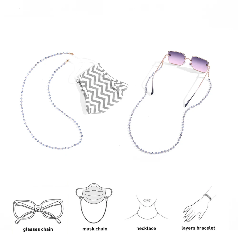 

New Fashion Sunglasses Mask Chains for Women Bohemia Crystal Beaded Eye Glasses Chains Lanyard Mask Jewelry Accessories