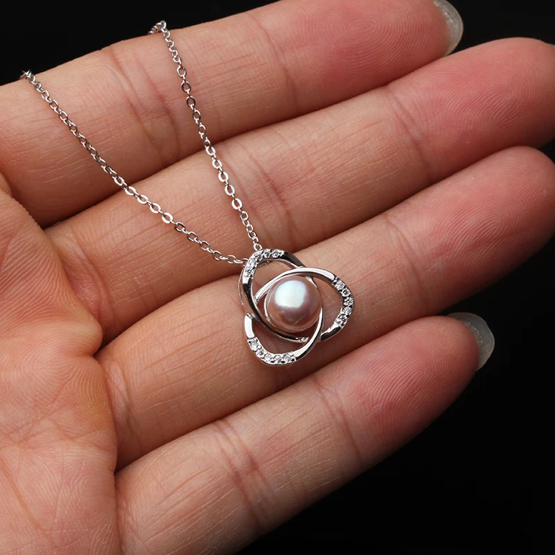 Женское ожерелье с подвеской из натурального черного жемчуга кулон серебра 925