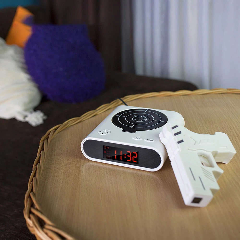 

1 Set Gun Alarm Clock / Shoot Alarm Clock / Gun O'Clock / Lock N Load Target Alarm Clock Office Gadgets