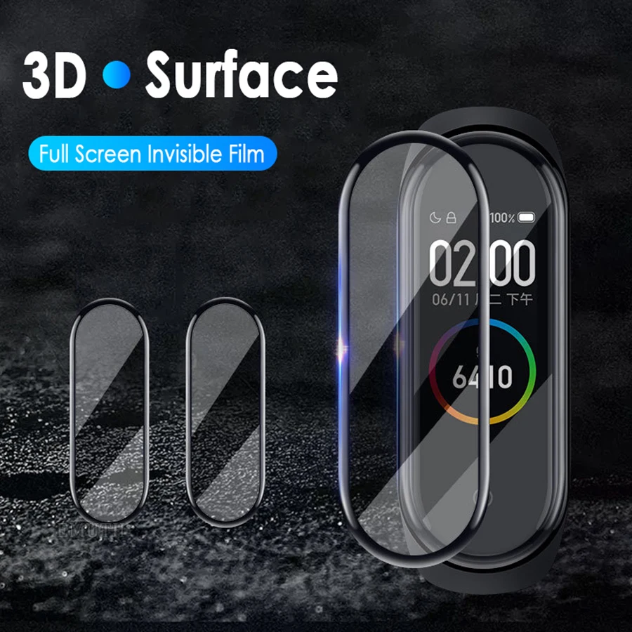 3pcs 3D Full cover Protective Glass for Xiaomi mi band 6 5 4 Smart Watch band 4 5 6 Soft Screen Protector Film
