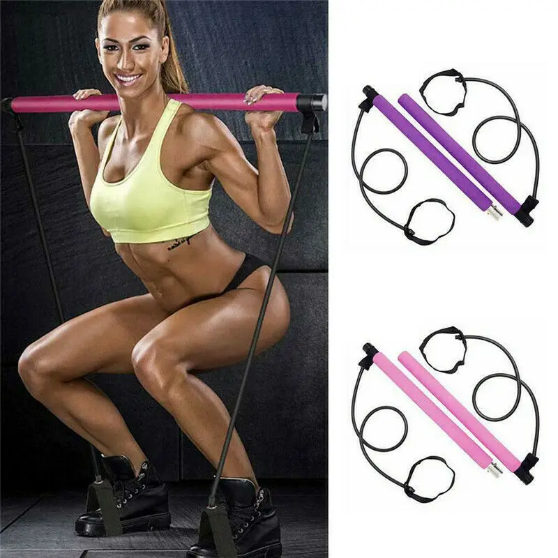 Фитнес складной Пилатес бар набор с сопротивлением группы палка для упражнения