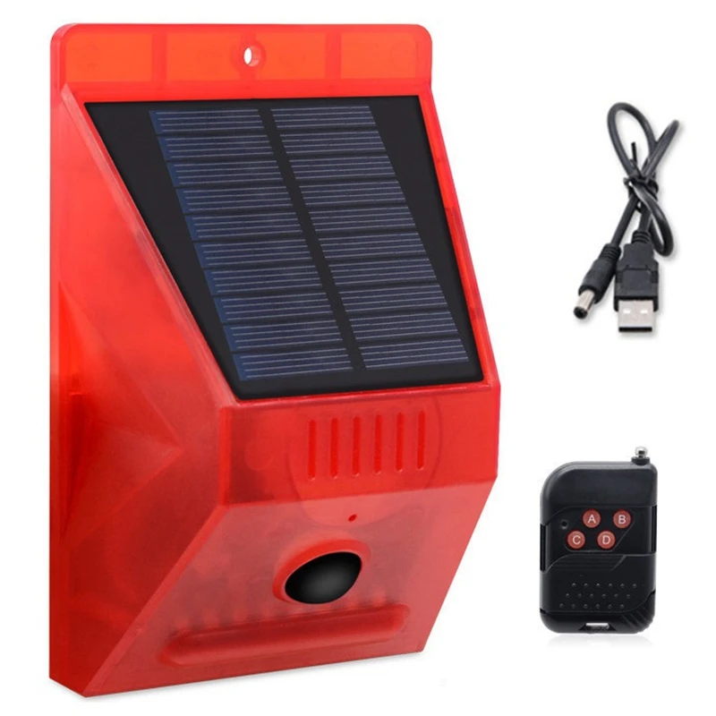 

Solar Alarm Lamp Remote Control Security Alarm Motion Sensor Alarm Siren PIR Motion Sensor Detector for Home