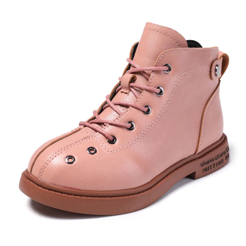 Детские ботильоны с круглым носком на шнуровке размеры 27 37|Сапоги| |