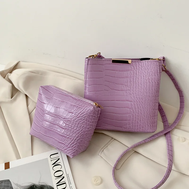 

2PCS/Set Mini Alligator Pattern Composite Bags for Women 2020 New Fashion PU Leather Crossbody Bag Sac Femme Shoulder Hand Bag