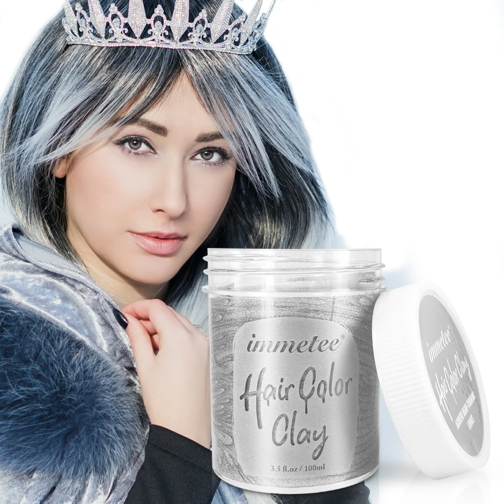 IMMETEE цветной воск для волос Стайлинг помада серебристый бабушка серый