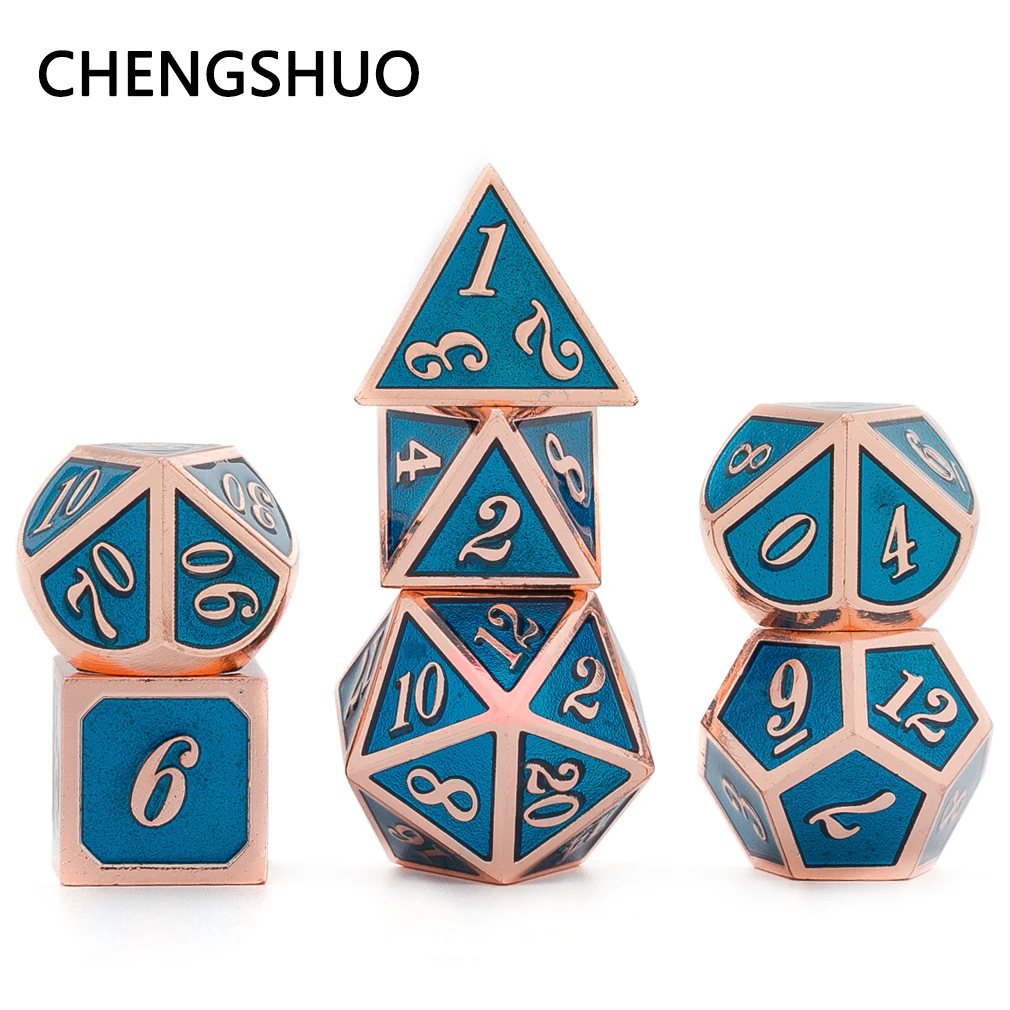CHENGSHUO набор костей для ролевых игр. Классический Медь голубого цвета с