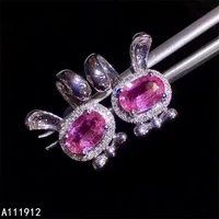 kjjeaxcmy fine jewelry natural pink topaz 925 sterling silver women earrings new ear studs support test trendy