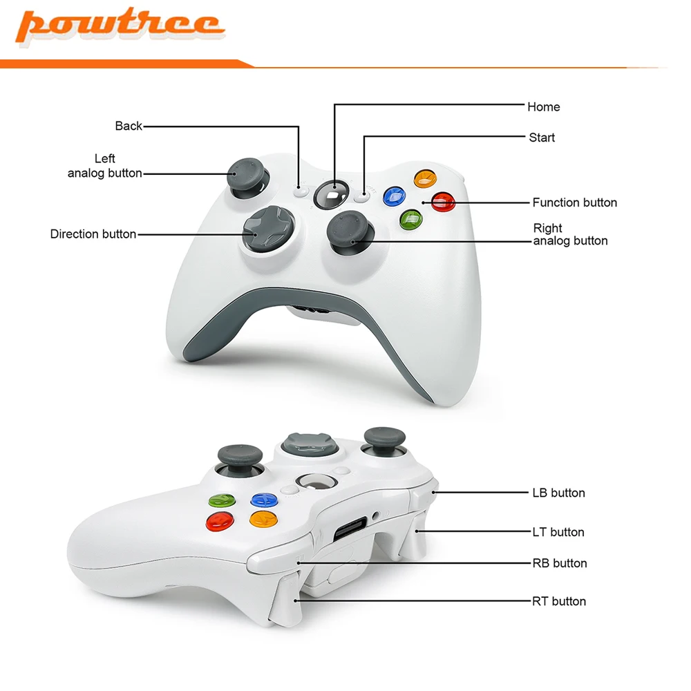 Powtree 2.4G Wireless Controller for Xbox 360 Joypad with high quality Compatible PC Windows 7 8 10 controle gamepad | Электроника