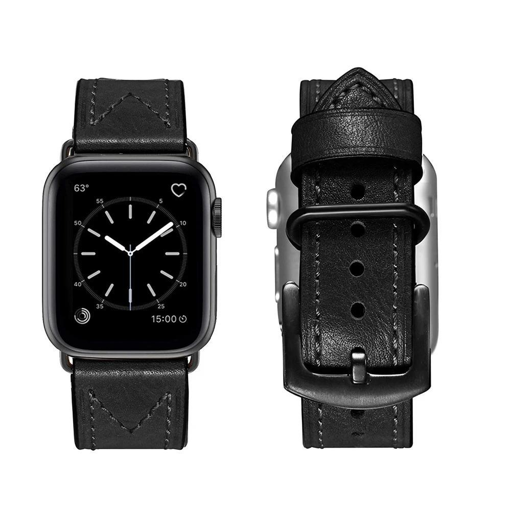 Кожаные ремешки совместимый для наручных часов Apple Watch версии 44 мм 40 браслет iWatch 38
