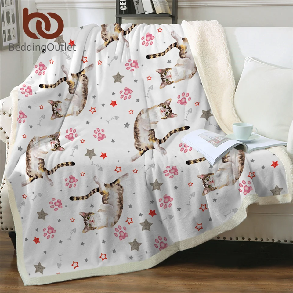 Постельные принадлежности Outlet милые кошки шерпа Флисовое одеяло дети постельные