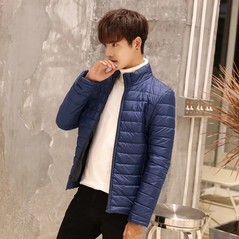 

High Quality Mens Cotton Jacket Brand Clothing Male Fashion Outwear Jacket Solid Slim Male Parkas Stand Collar Warm Mens Jacket
