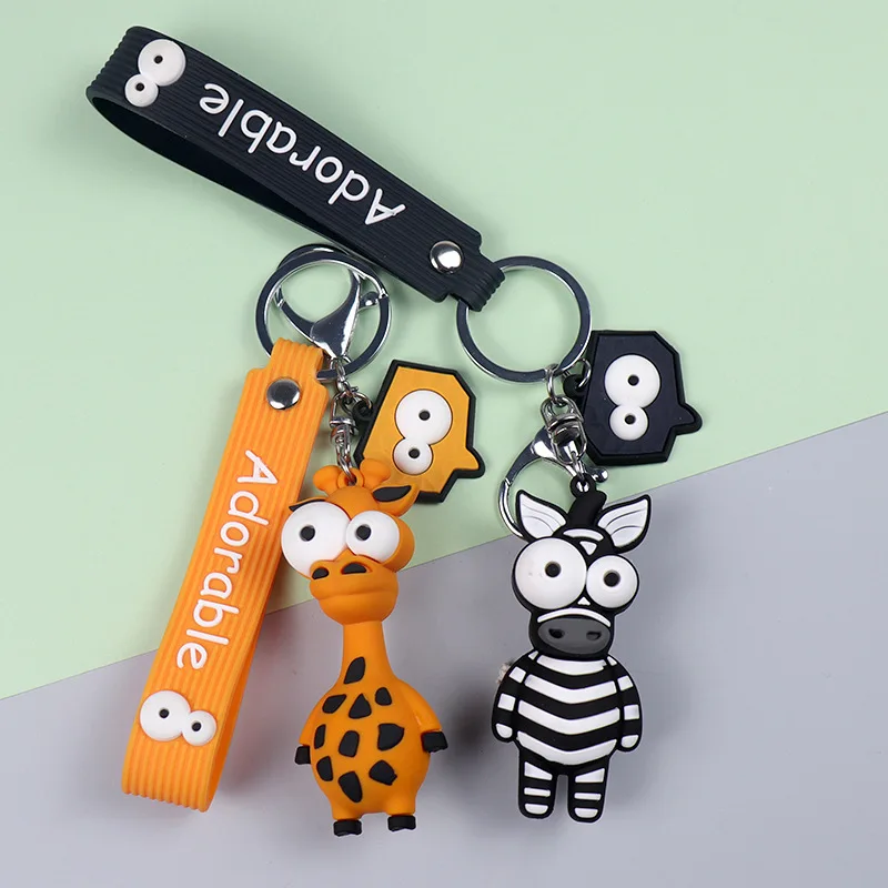 

Whimsy Lovely Big-Eyed Giraffe Keychain Fashion Zebra Doll Bag Pendant Car Keys Accessories Wrist Strap Keyring New Gift