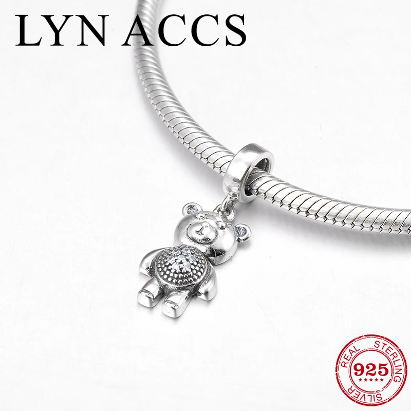 Милые маленькие медвежонок из стерлингового серебра 925 пробы прозрачные CZ