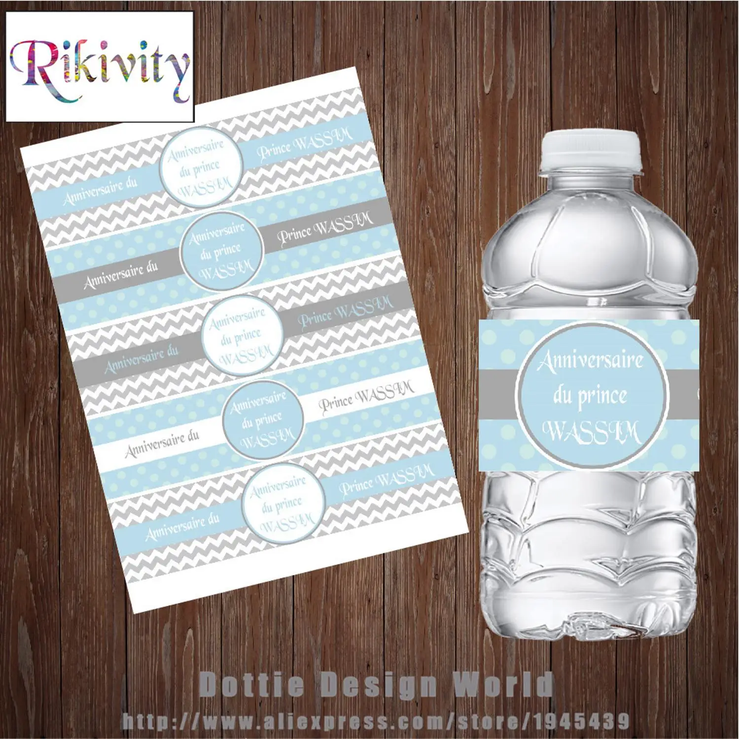 20 шт./лот серая синяя шеврон принц бутылка для воды этикетки вина шампанского