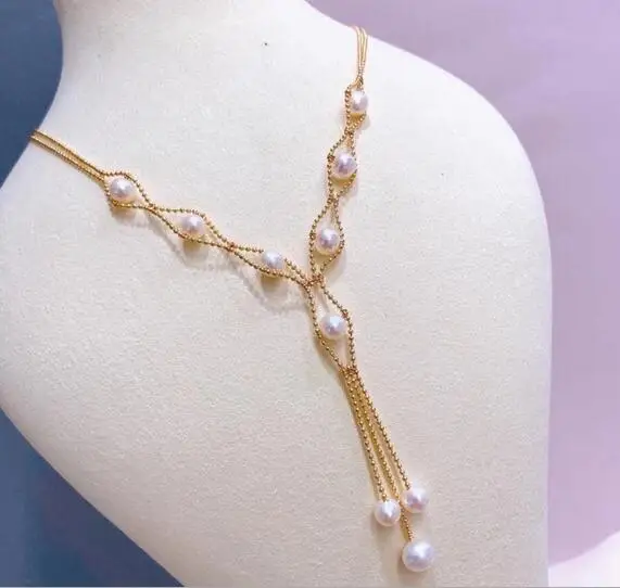 

Ювелирные изделия, ожерелье из 100% натурального пресноводного жемчуга, кулон, золотой 14 карат, инъекционный шар для женщин