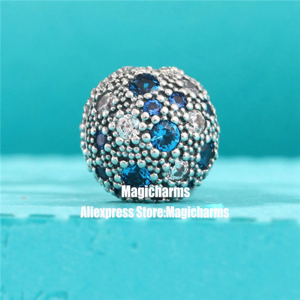 

925 Sterling Silver Cosmic Stars Clip Stopper Charms With Blue Crystals Charm beads Fits All European Bracelets Necklaces