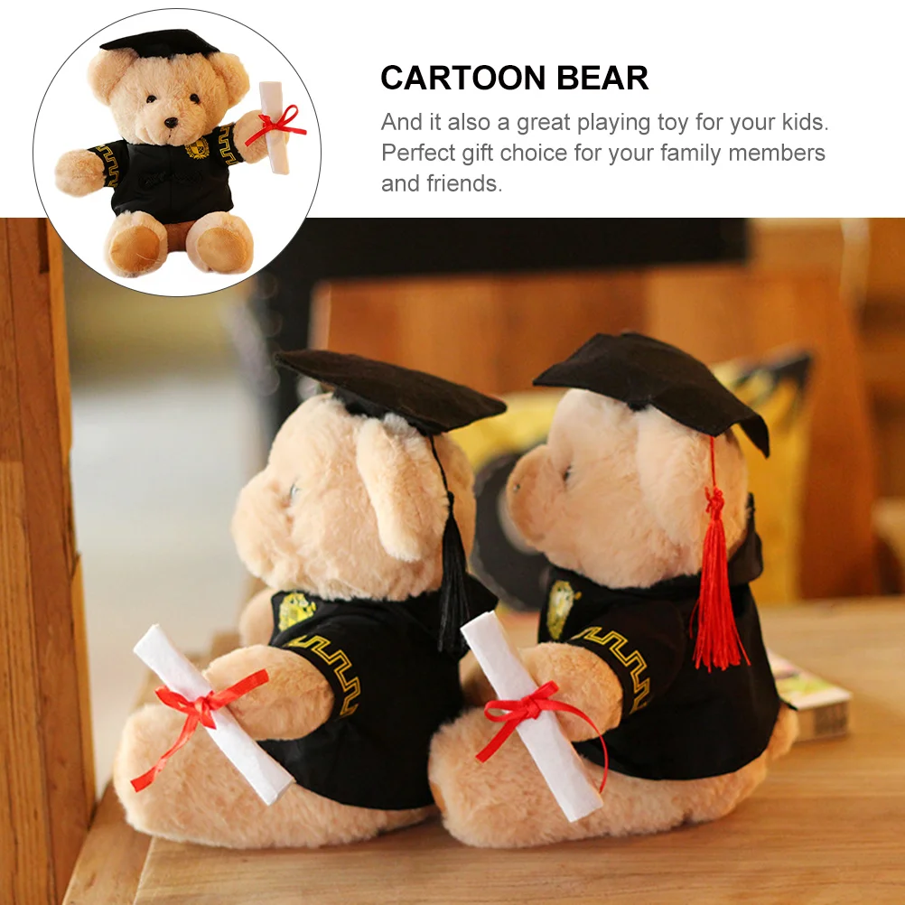 

1pc Stuffed Bear Doll Lovely Cartoon Senior Year Doctorial Hat Dr. Bear Soft Plush Doll Toy Graduation Party Decor Supplies