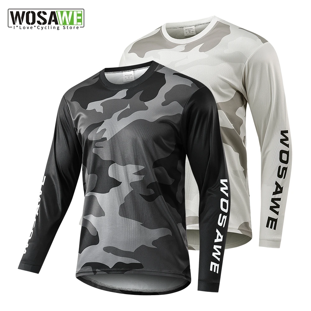 

WOSAWE Men's Summer Cycling Jersey Bike MTB Jerseys Long Sleeves Motocross Mountain Bike Downhill Racing Road Bicycle Tops