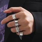 Кольцо-цепочка женское серебристого цвета, в стиле панк, открытые, кольца на палец