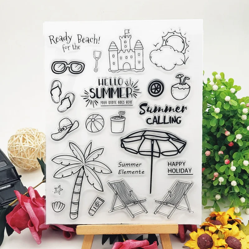 

Castle Beach Transparent Silicone Stamp Cutting DIY Hand Account Scrapbooking Rubber Coloring Embossed Diary Decoration Reusable