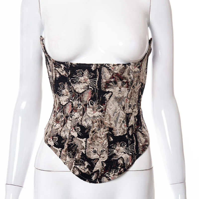 

Women's Lace Up Sleeveless Corset Top Europe American Slimming Waist Bustiers M7DD