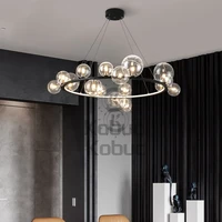 kobuc modern clearwhite glass bubble led pendant lights goldchromeblack living room bedroom round ring chandelier lighting
