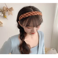 new women vintage elegant wide plaid simple hairbands sweet headband hair holder ornament fashion hair accessories