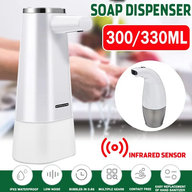 

Smart Automatic Induction Foam Soap Dispenser 330Ml Touchless ABS Electroplated Sensor Hand Sanitizer Bottle Antibacterial