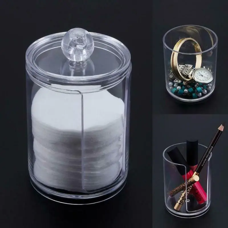 

Acrylic Round Container Cosmetic Makeup Cotton Multi-Purpose And Holder Jars Box Candy Pad Storage Organizer Jewelry Z0P2
