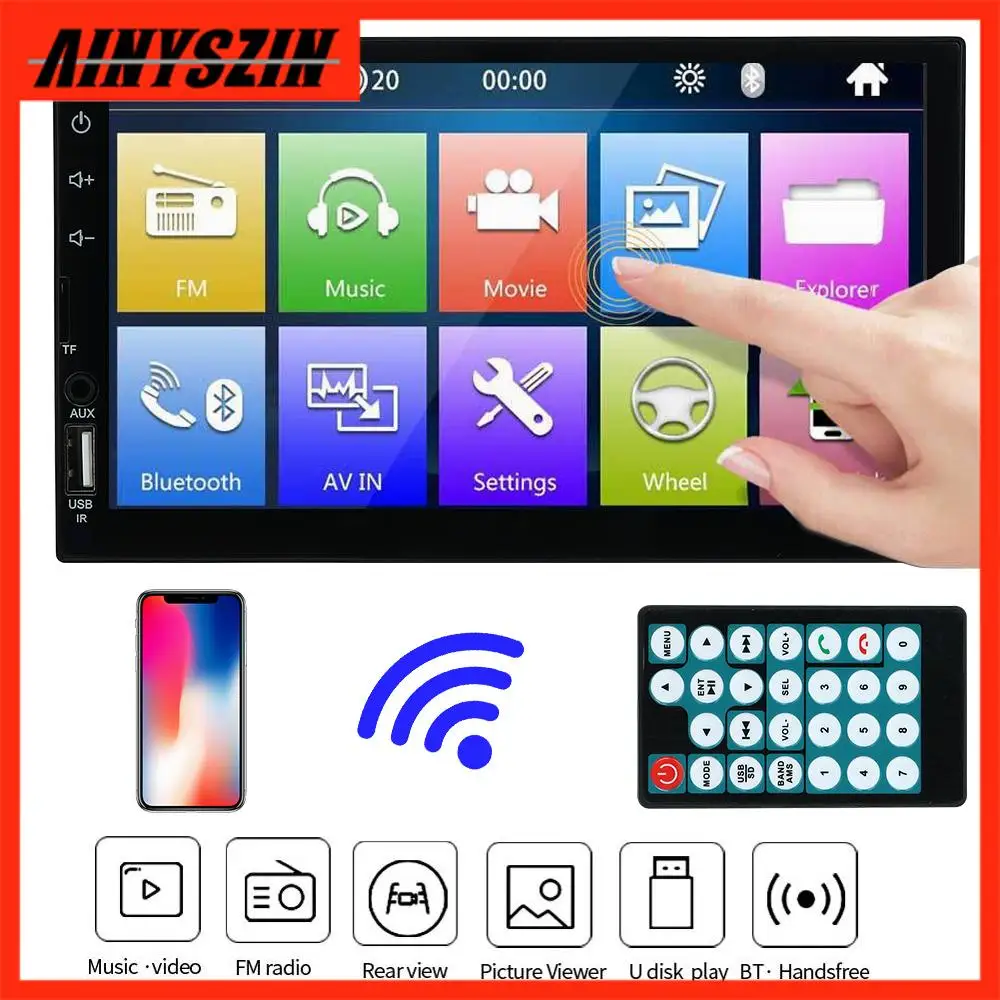

Автомагнитола 2 Din 7023B 7-дюймовый двойной шпиндель короткий емкостный экран MP5 плеер Bluetooth Реверсивный FM TF AUX пульт дистанционного управления