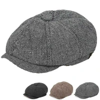 fashion flat newsboy cap mens peaky blinders hat tweed wool baker boy gatsby winter hat