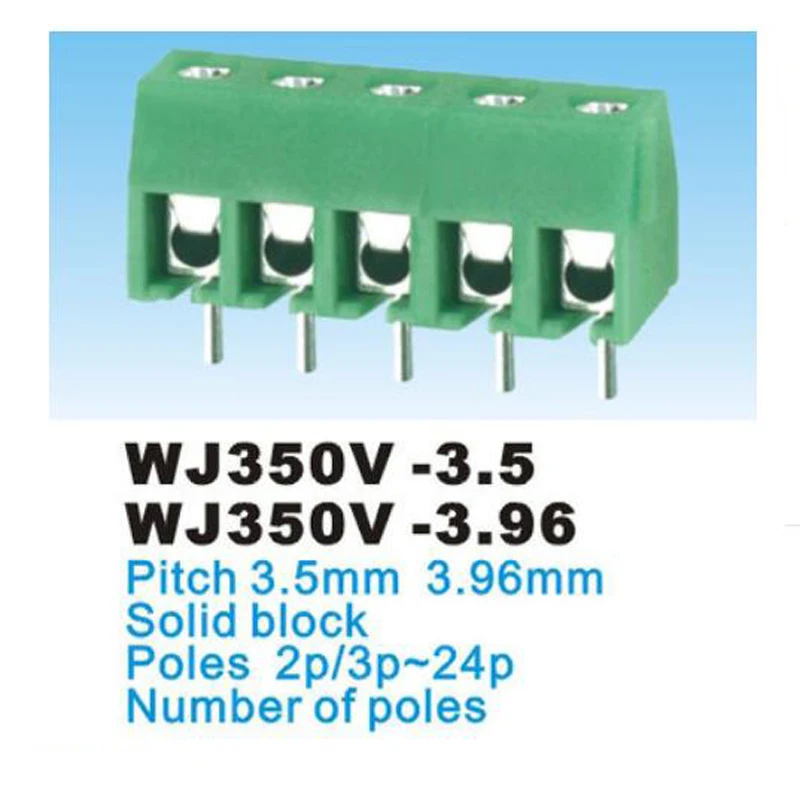 100 шт. шаг 3 5 96 мм PCB винтовой клеммный блок коннектор Bornier WJ350V прямой 2/3 контактный