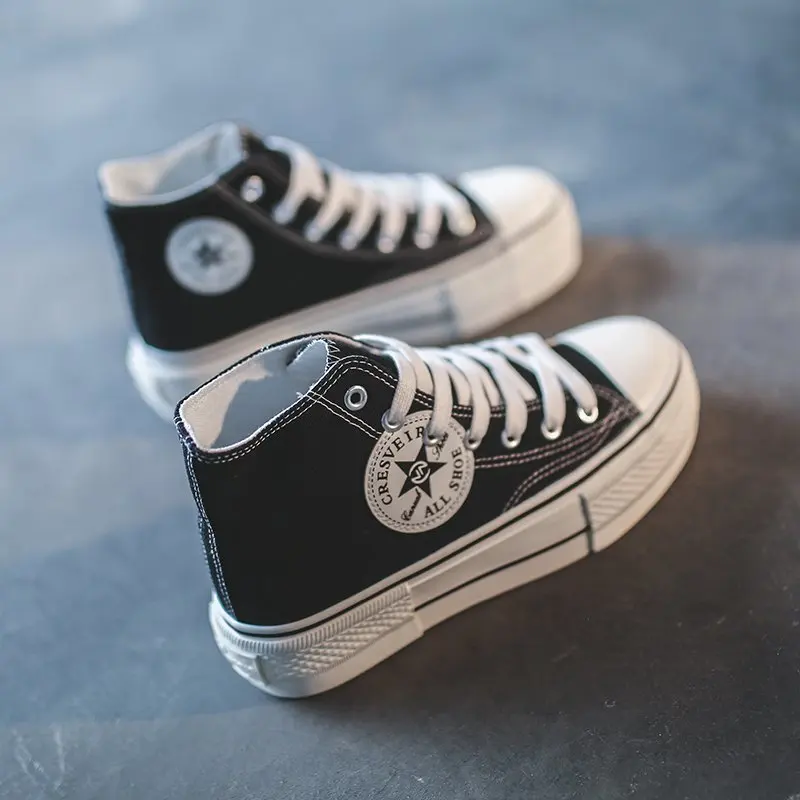 

2021 High-top Platform Canvas Women Shoes Retro Lace-up Ladies Casual Sneakers Outdoor Breathable Leisure Footwear Real Pictures