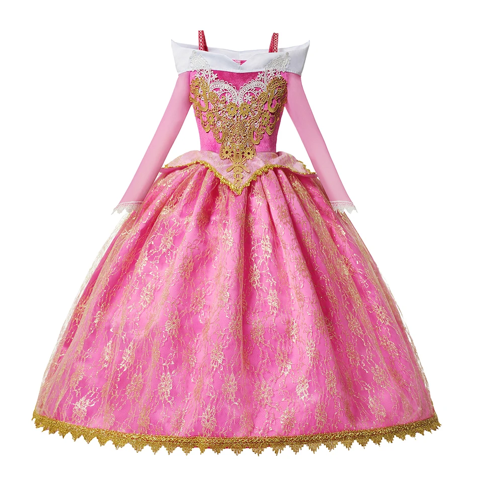 Autumn Winter Frozen Elsa Anna Dress Girls Long Sleeve Velvet Prom Gown Kids Halloween Party Cosplay Costume Warm Clothes