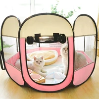 pet cage portable pet tent folding dog house octagonal cage cat tent playpen easy operation puppy kennel fence large dogs house