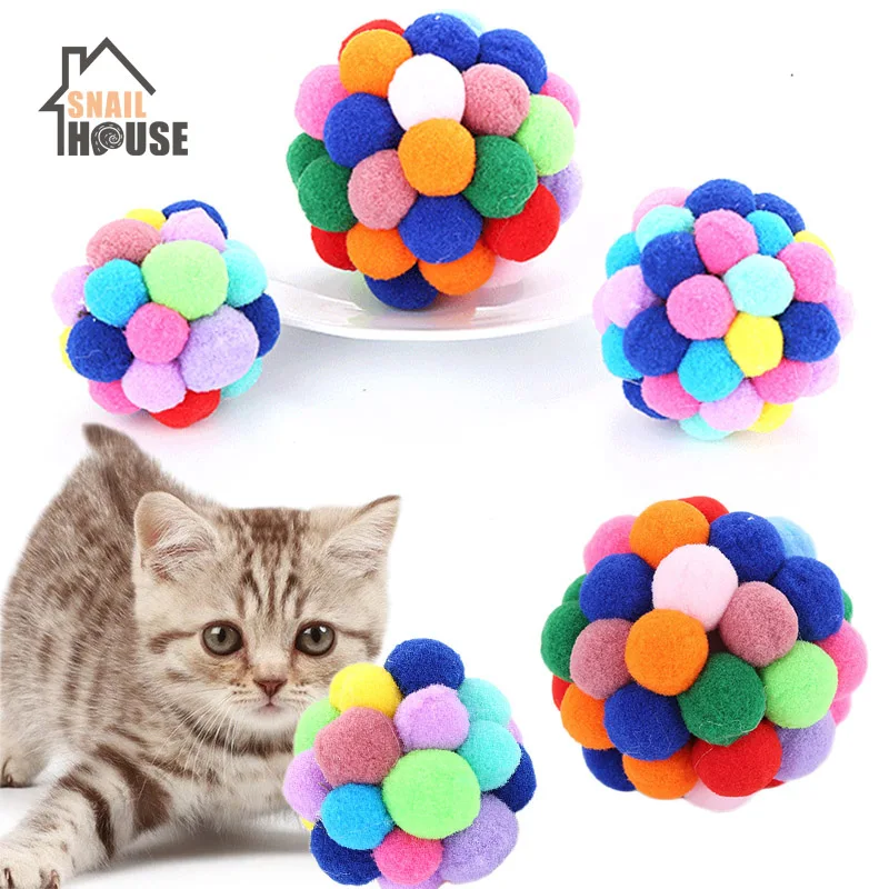 

Snailhouse 2020 New Cute Pet Interactive Toy Hot Sale Cat Toy Bouncy Ball Plush Ball Pet Supplies High Quality Colorful Handmade