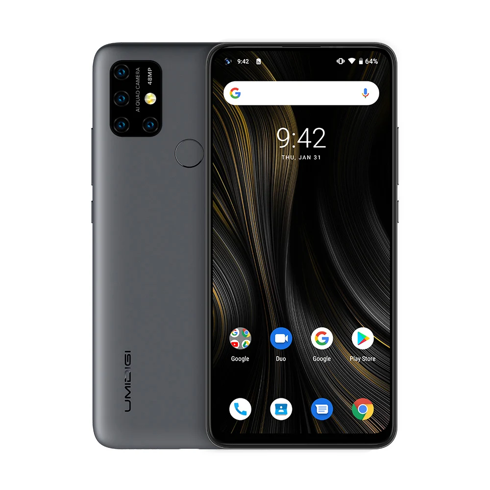 Серый UMIDIGI power 3 смартфон Android 10 4 Гб 64 Гб 6,35 дюймов Восьмиядерный 48мп четырехъядерный камера 6150 мАч разблокированный NFC 4G мобильный телефон - Цвет: Серый
