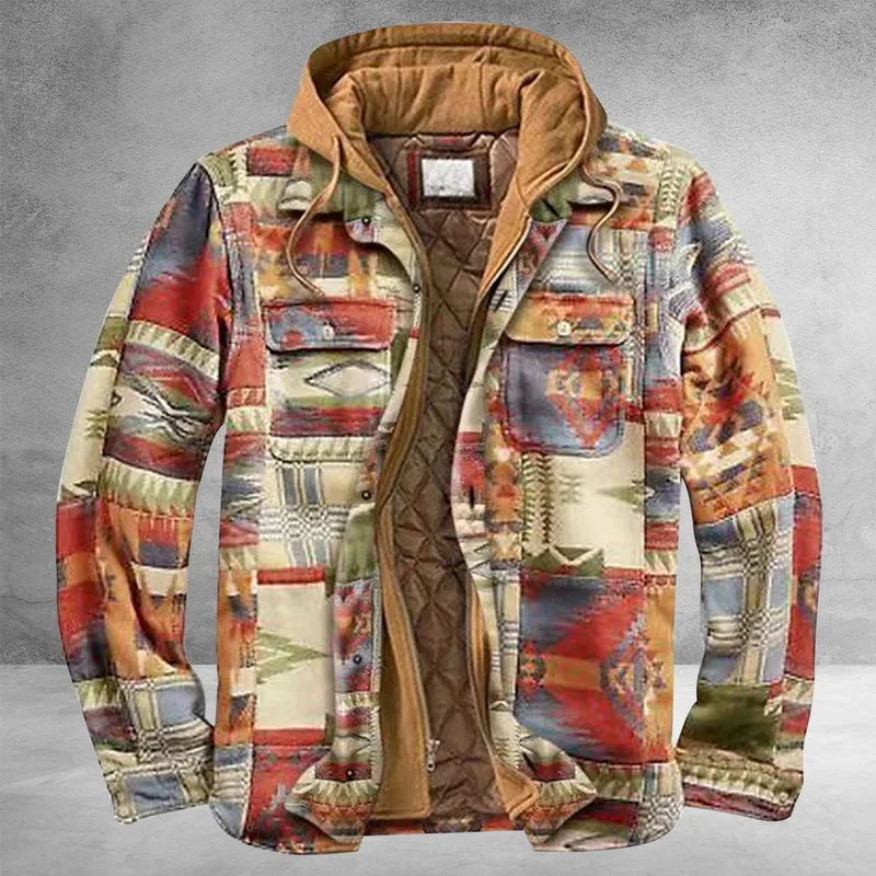 

Puimentiua Vintage Jackets Men Windbreaker Patchwork Autumn Loose Casual Jacket Couple Thick Jacket Loose Large Size Zipper Coat