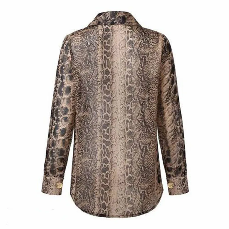 Рубашка женская из змеиной кожи блузка на пуговицах рубашка с длинным рукавом