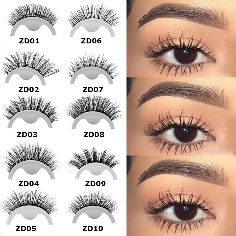 

1Pair New Self-adhesive False Eyelashes 3D Curly Thick Wispy 3 Seconds to Wear No Glue Needed Fake Eyelashes Eye Extension Tool