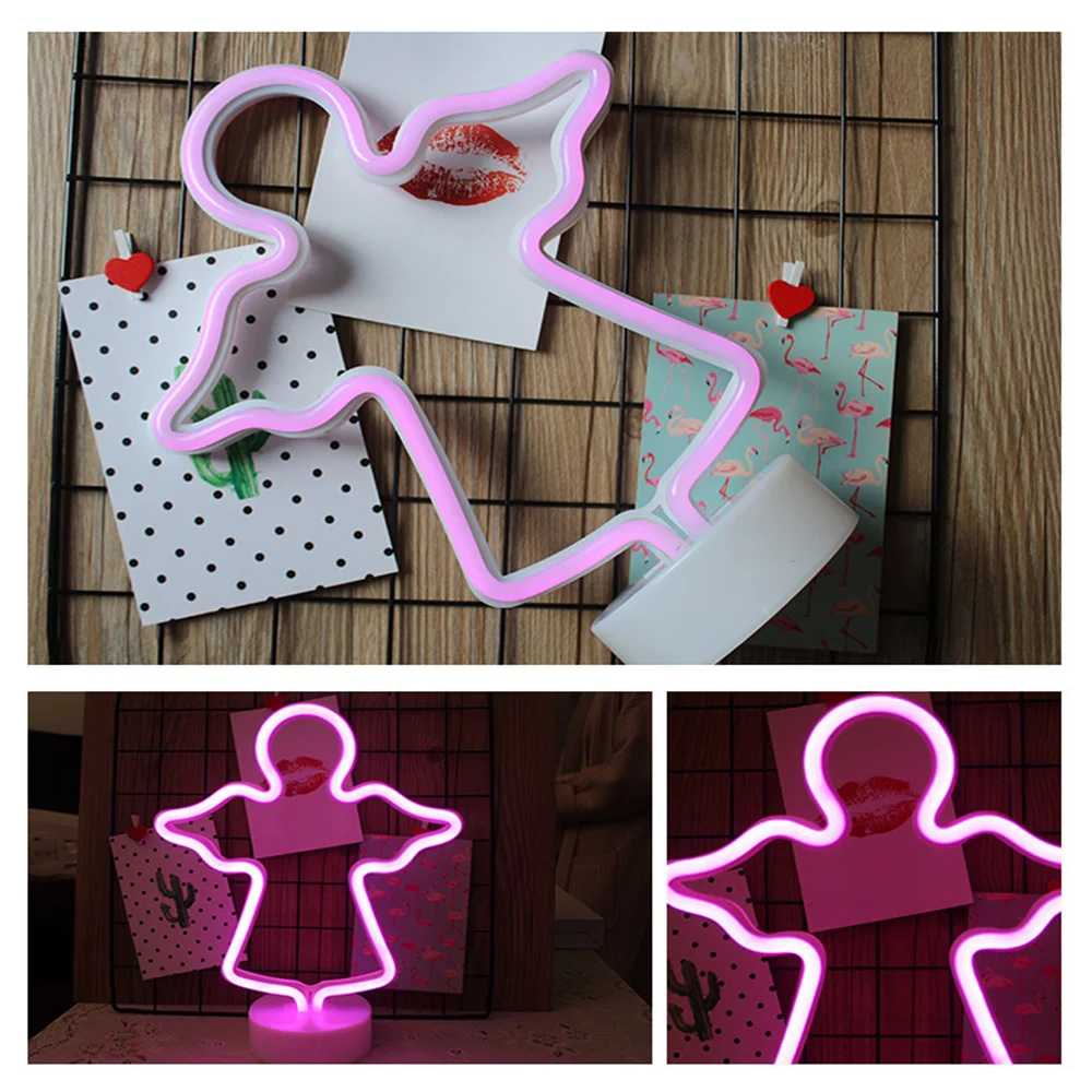 Светодиодная неоновая вывеска с USB праздничный ночник в виде фламинго украшение