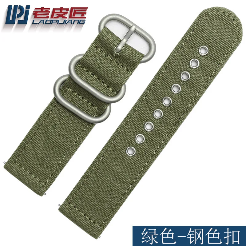 green silver buckle Laopijiang нейлоновые ремешки для часов 18 мм 20 мм 22 мм 24 мм ремешок NATO zulu толстый холщовый ремешок для часов Спортивная БЫСТРОРАЗЪЕМНАЯ планка для часов - Цвет ремешка: green silver buckle