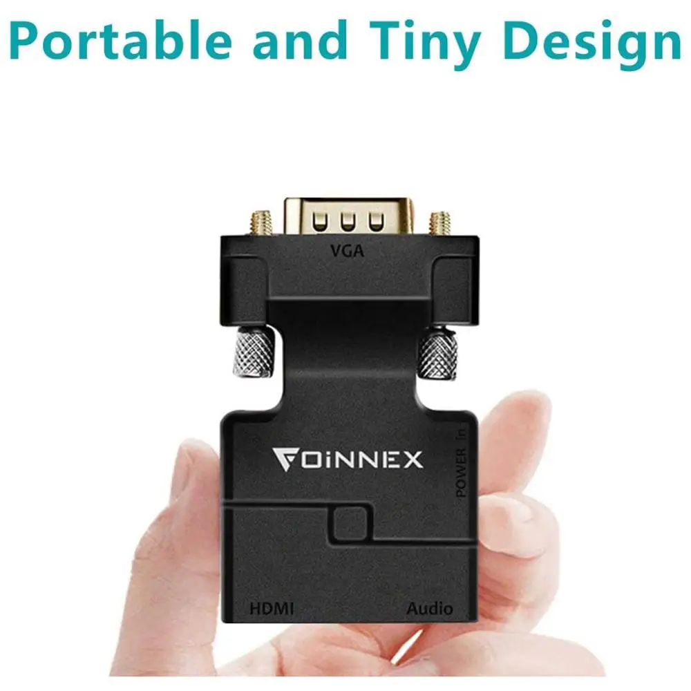 FOINNEX VGA to HDMI Adapter Converter with Audio,(PC VGA Source Output to TV/Monitor with HDMI Connector)