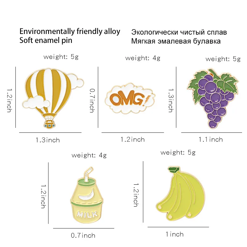 

Personalized OMG Cartoon Letter Brooch Cute Creative Fruit Balloon Grape Enamel Lapel Pin Backpack Badge Jewelry Gift for Friend