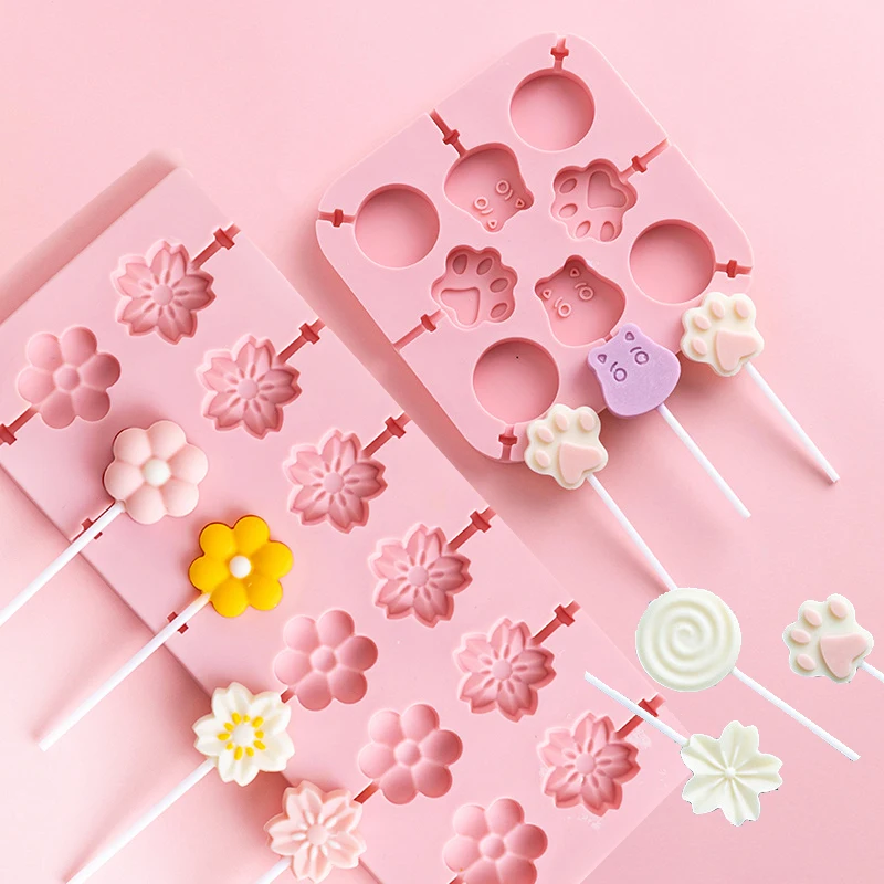 

Bake bakeware tool bear lolipops cake molds Round Heart Silicone lollipop mold Flower candy chocolate molds cake decorating form