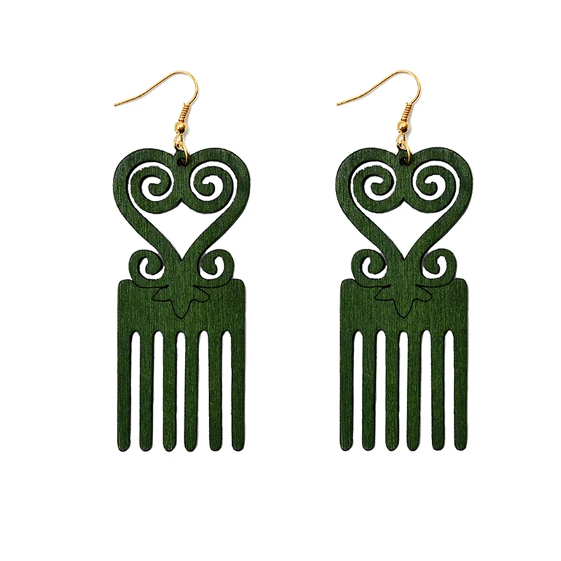 

Wooden Comb Earrings Laser Cutting African Style Pendant Earrings Fashion Jewelry Fashion Exaggerated Wood Earrings