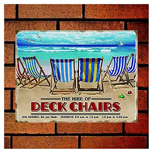 

Hire of Deck Chairs Vintage Metal Signs 12x16 Inch Home Decor