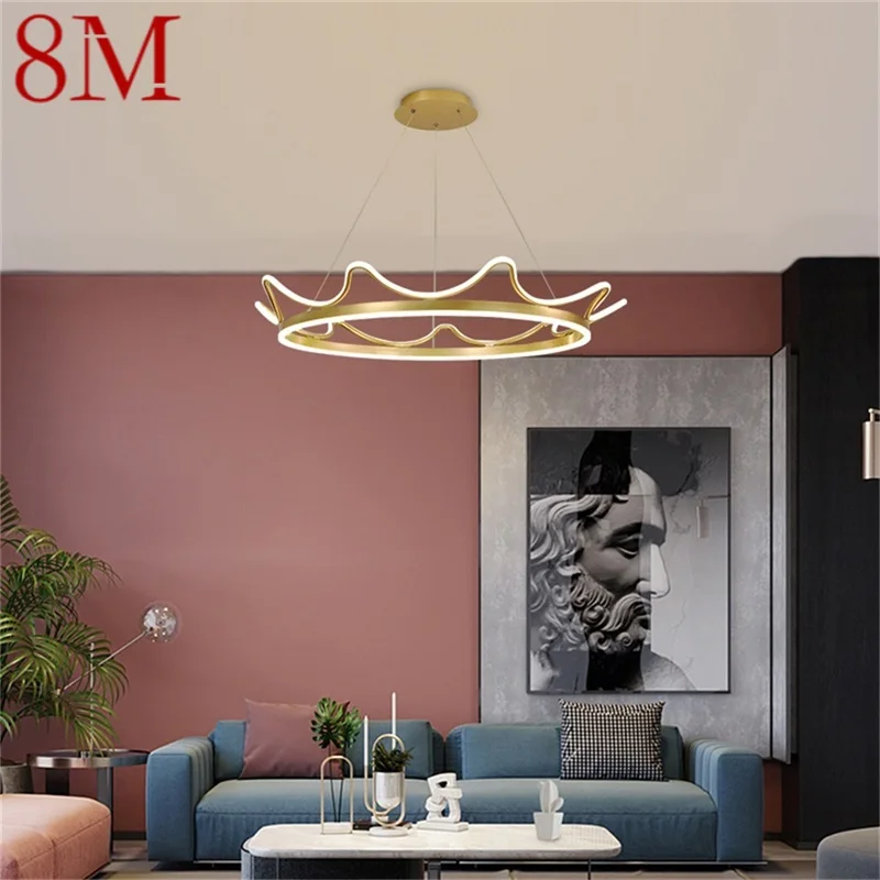 

8M Nordic Pendant Lights Gold Crown Contemporary Luxury LED Lamp Fixture For Home Decoration