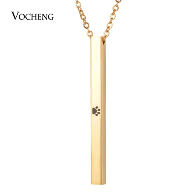 10pcs/lot Custom Four Sides Engraving Personalized Square Bar Custom Name Necklace Unisex Stainless Steel Message Pendant